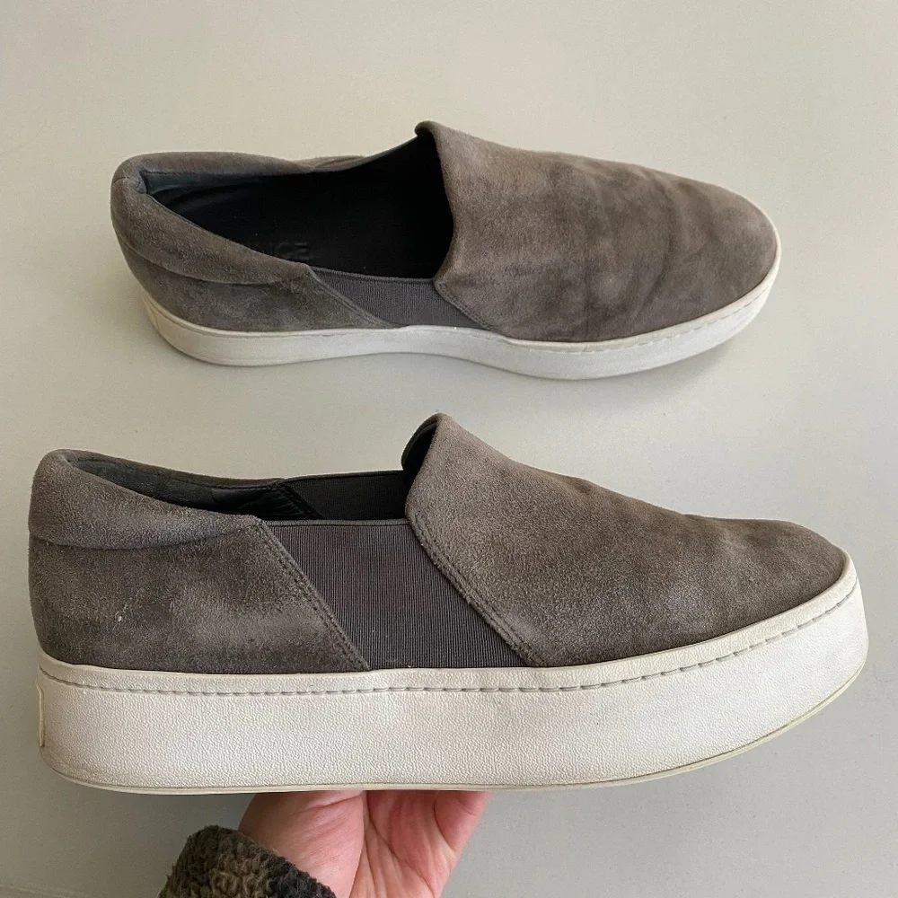 Vince Warren Platform Sneaker Suede Gray 9.5 sneakers‎